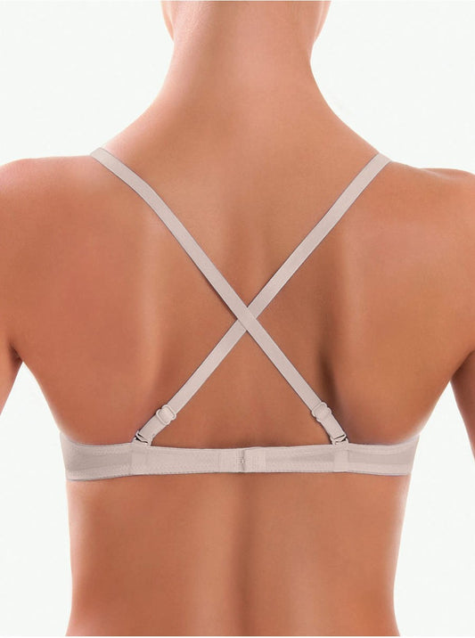 Manufactured by SIƩLEI of Italy, this covertible bra is crafted from a lightweight microfiber fabric, offering versatile wear.