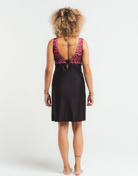 Back of the Virtual Sunset Embroidered Nightie by Louisa Bracq.