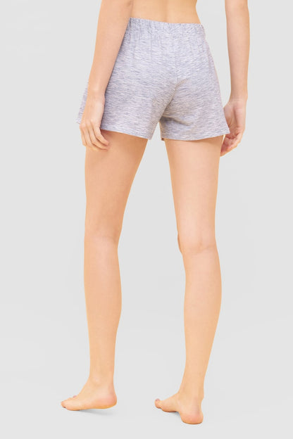 Model is wearing  Be Happy Blue Melange Look Cotton Short back picture