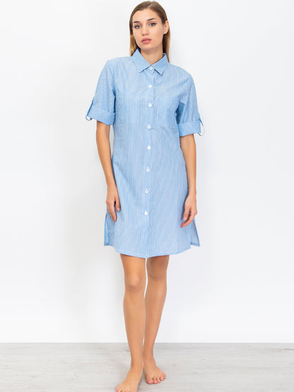 Striped Woven Cotton Nightshirt