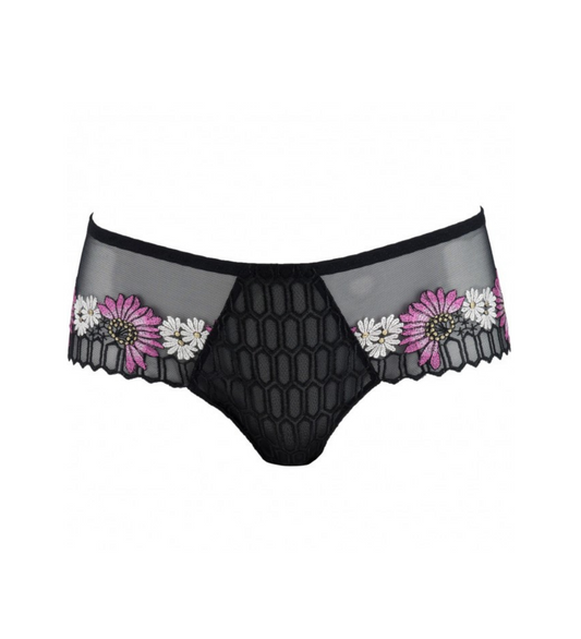 Louisa Bracq shorty from the Flower Power line features luxurious embroidery exclusively at Di Moda Lingerie Toronto.